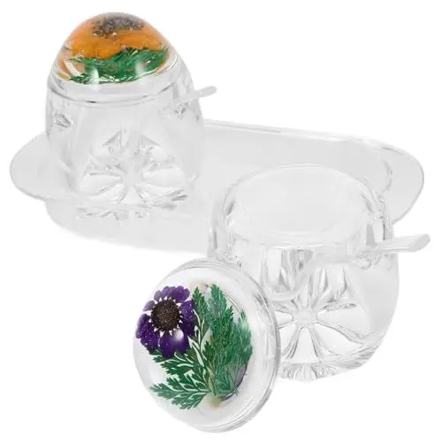 Produktbild: PHENOFICE Gewürzglas Mit Getrockneten Blumen Transparenter Gewürzbehälter Für Küche Mit Deckel Praktisches Küchenutensil Für Frische Gewürze