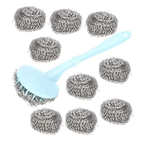 Produktbild: PHENOFICE Edelstahl-schrubber Mit Griff 1 Set Pfannenreinigungsset Drahtgrill Steinreinigungsblock Spülmaschinenbürste Zufällige Farbe