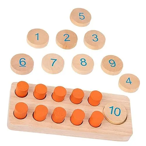 Produktbild: PHENOFICE 1 Satz Spielzeug zählen Puzzles für Kinder Manipulationen für die Vorschule kindererziehung aufklärung Kinder Kindergartenspielzeug Mathetafel für Kleinkinder 1-3 hölzern Orange