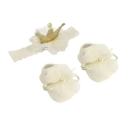 Produktbild: PHENOFICE 1 Satz Stirnband socken Kopfband tragegurt Babyzubehör Sachen Haargummis für Kinder Neugeborene Socken des Babymädchens Babysocken Kleinkindbedarf Spitze Golden