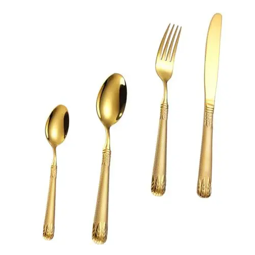 Produktbild: PHENOFICE 1satz Besteckset Teiliges Set Mit Gabeln Löffeln Und Messern Für Zuhause Restaurant Und Hotel Spülmaschinenfest Design Gold