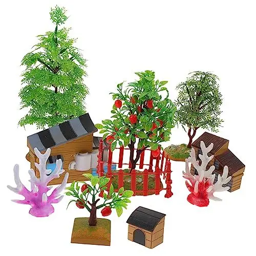 Produktbild: PHENOFICE 1 Set Bauernhof Baum Spielzeug Mini Bauernhof Spielset Figuren Für Kinder Bastelspielset Miniatur Puppenhaus Set Mini Baumfiguren Mini Bauernhof Requisiten Mini Bäume