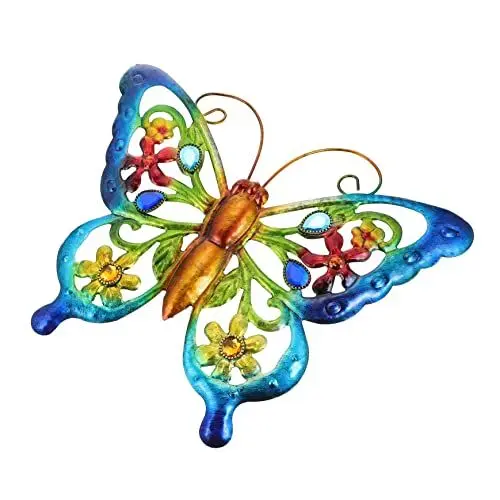 Produktbild: PHENOFICE 1 Stück Schmetterling Metalldekoration Schmetterlingsförmiger Anhänger Wandbehang Ornament Gartenwandanhänger Idyllischer Wandanhänger Schmetterlingsförmiges Kunsthandwerk