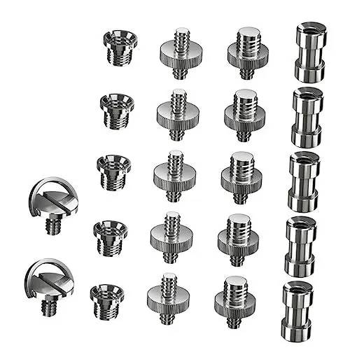 Produktbild: PHENOFICE Komplettes Kamera-Schrauben-umrüstset 22-teiliger Metall-stativschraubenadapter 1/4 Auf 3/8 Gewindebefestigungsschrauben