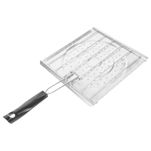 Produktbild: BCOATH 2 1 Toastständer Fischgrill Toaster Mit Klappbarem Griff Rollende Grillkörbe Für Den Außenbereich Zubehör Für Backwerkzeuge Tortilla-Toaster Grillkorb Rostfreier Stahl Silver