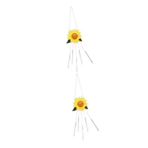 Produktbild: PHENOFICE 2 Stück Sonnenblume-Windspiel Aus Legierung Solar-gartenornament Wetterfest Heimdekoration Windglocken-behang Bezauberndes Sonnenblumen-Ornament