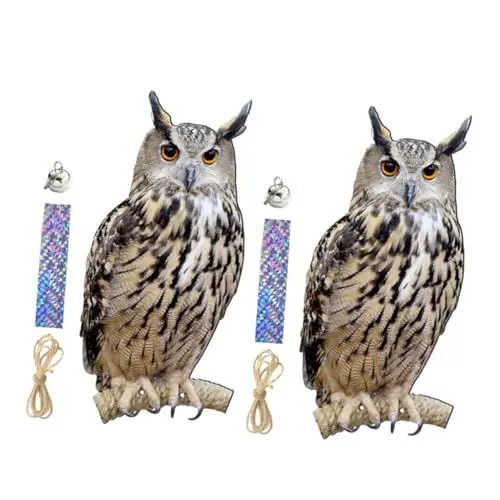 Produktbild: PHENOFICE 2 Stück Eule Vogelabschreckung Hängende Gartenornamente Zur Effektiven Vogelabwehr Außendekoration Für Hof Und Garten Ideal Gegen Tauben Und Andere Vögel