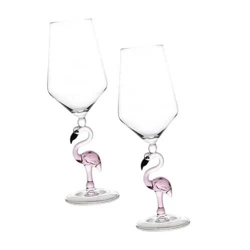 Produktbild: PHENOFICE Margarita Gläser 2st Flamingo Weinglas Klare Gläser Weingläser Trinkgläser Cocktailflöten Martini-gläser Hohe Getränkegläser Highball-gläser Flamingo-weinbecher Sipper Glaswaren Tassen