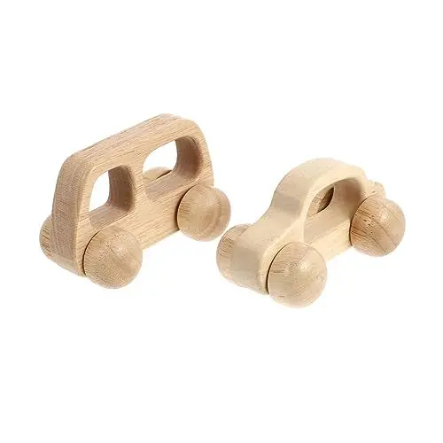 Produktbild: PHENOFICE 2st Hält Auto Montessori-Spielzeug Für Kinder -spielzeugautos Auto Spielzeug Kinderauto -spielzeugbus Kleinkindspielzeug Beißspielzeug -Push-Spielzeug Holz