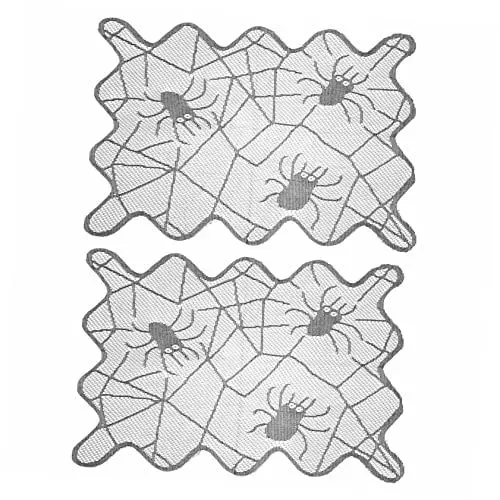 Produktbild: PHENOFICE Stilvolle Halloween Spinnennetz Tischsets 2pcs Untersetzer Delicate Cobweb Isolierte Schwarz für