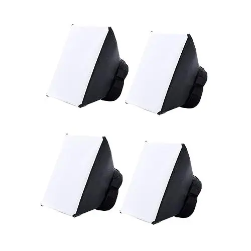 Produktbild: PHENOFICE Blitz Diffusor 4 Stück Blitzdiffusor Softbox Diffusor Für Fotografie Blitzgerät Softbox Kamera Blitzdiffusor Softbox Aufnahmezubehör Blitzreflektor DSLR Zubehör Schwarz