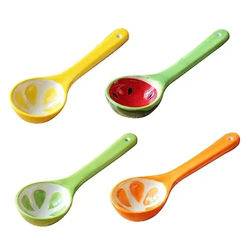 Produktbild: PHENOFICE 4 Stück Keramik Rührlöffel Teelöffel Eislöffel Für Küche Kaffeelöffel Servierlöffel Mit Glatter Oberfläche