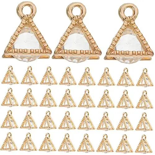 Produktbild: Operitacx 50 Stück Zirkon Anhänger Aus Metall DIY Schmuck Leichter Charme Modeschmuck Schlüsselanhänger Anhänger Pullover Kette Anhänger Mini Halskette Material Ohrring Antike