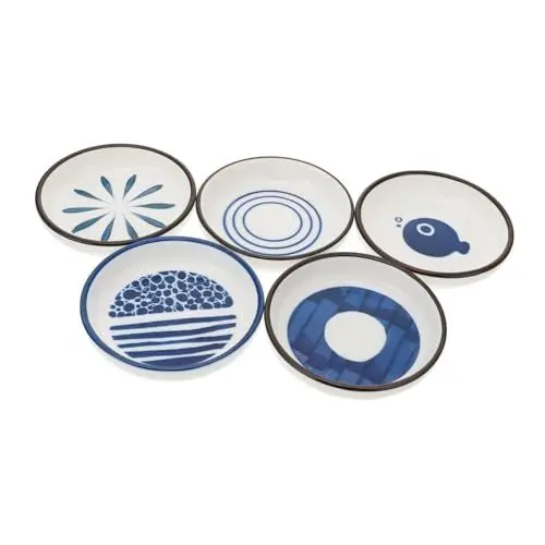 Produktbild: PHENOFICE 5St Japanisches Keramikgewürz Mini-Vorspeisenteller Saucenbehälter kitchen accessories mutfak aksesuarları Teller zur Aufbewahrung von Lebensmitteln Lebensmittelhalter Blue