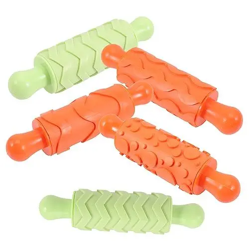 Produktbild: PHENOFICE 5St Nudelholz für Kinder Nudelholz zu Hause rollen Nudelrollstäbchen Mini-Nudelholz Nudelholz Ringe kinder bastelset basteln für kinder Gebäckstangen Backwalzenstift Plastik