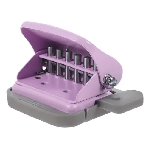 Produktbild: PHENOFICE 6 Locher Professioneller Papierstanzer Büro-papierlocher 6-loch-stanzer Für Papier Locher Für Lose Blätter Puncher 6-loch-locher Gürtellocher Lochwerkzeug Bürobedarf Violett Metall