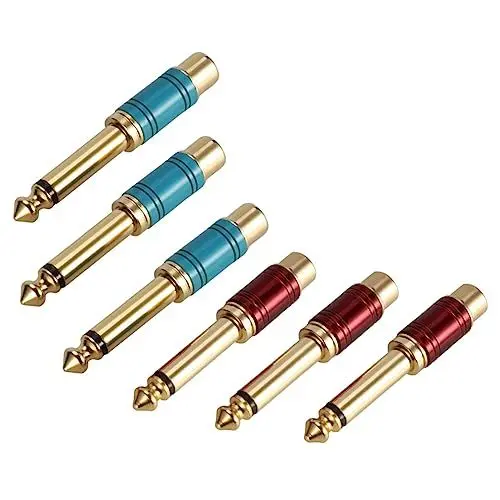 Produktbild: PHENOFICE 6 35 Mm Auf Buchse Adapter Jumbo-Gitarren-Stereo-Audio-Adapter Rot Robust Leicht Zufällige Farbe