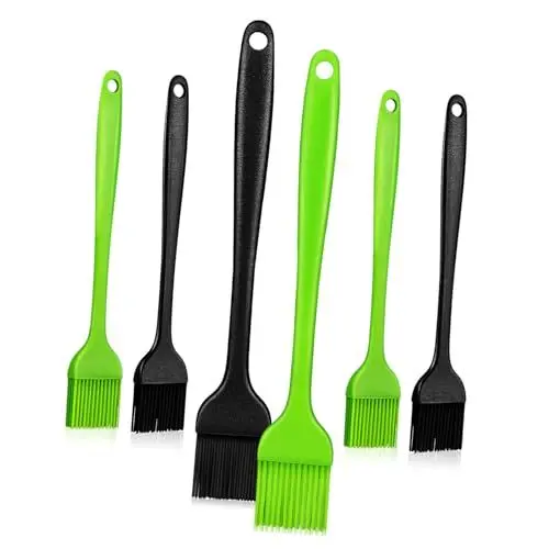 Produktbild: PHENOFICE Ergonomischer BBQ-backpinsel 6-teilig Silikon-ölpinsel Zum Kochen Grillen Hitzebeständig Spülmaschinenfest Schwarz/grün