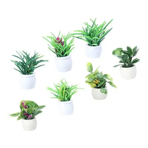 Produktbild: PHENOFICE 7 Miniatur-blumentöpfe Mini-blumentöpfe Mini Blumentopf-Dekoration Simulation Topfpflanze Künstliche Bonsai-Dekoration Dekoration Garten