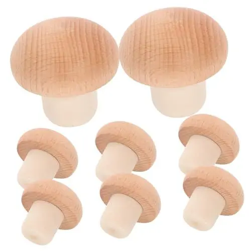Produktbild: PHENOFICE Weinflaschenverschlüsse Im Pilz-design 8er-pack Korkenverschluss-set Weinkorken Aus Holz Für Flaschen