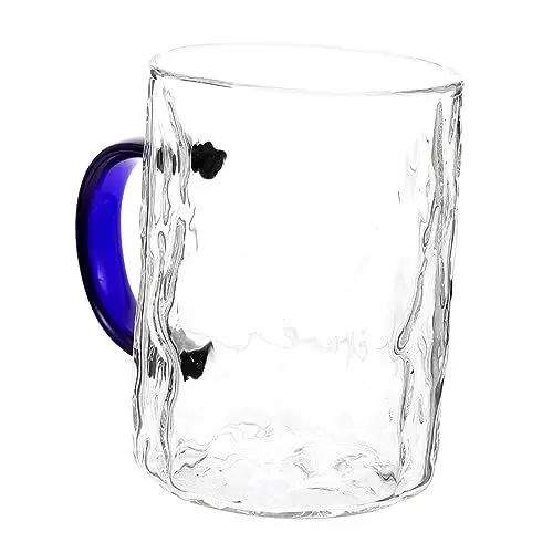 Produktbild: PHENOFICE Kaffeebecher Aus Borosilikat Zarter Trinkbecher Mit Gebogenem Henkel Praktischer Wasserbecher Für Büro Und Alltag Geeignet Für Kaffee Tee Und Getränke