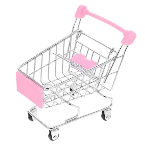 Produktbild: PHENOFICE Kinderspielzeug zum Rollenspiel kinderzimmer zubehör Spielzeug für Kinder Kid Toys Chip-Präsentationskorb Einkaufswagen Kinderspielzeug zarter Mini-Einkaufswagen Puppenzubehör Rosa