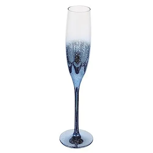 Produktbild: PHENOFICE Sternenkelch Toasten Gläser Mit Langem Stiel Weingläser Ohne Stiel Blaue Anzüge Partybecher Cocktailgläser Kelche Tragen Martini-gläser Blau Glitzernde Blaue Weingläser Blue Glas