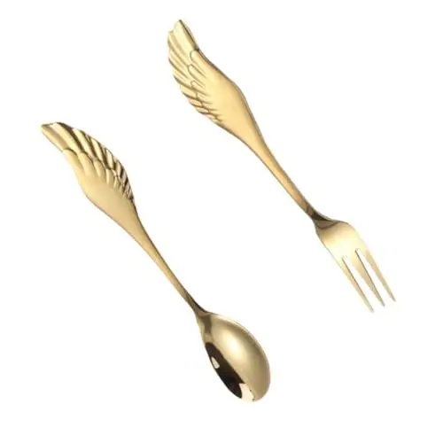 Produktbild: PHENOFICE Und Löffelset Kinderbesteck Babybesteck Dessertgabeln Minilöffel Kaffeelöffel Vorspeisengabeln Kleine Löffel Dessertbesteck Kinderbesteck Edelstahl Golden