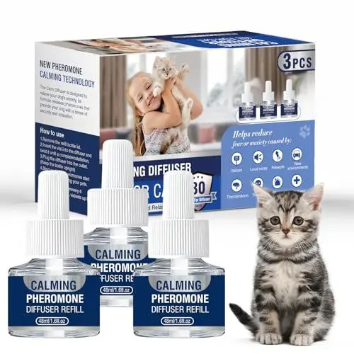 Produktbild: Pheromone Katzen Steckdose Beruhigung Katzenberuhiger Katze Entspannung Beruhigungsmittel Entspannungs Anti Stress Mittel Hilft Bei Anzeichen Von Reduziert Konfliktverhalten 3X 48ml NachfüLlflakons（M）
