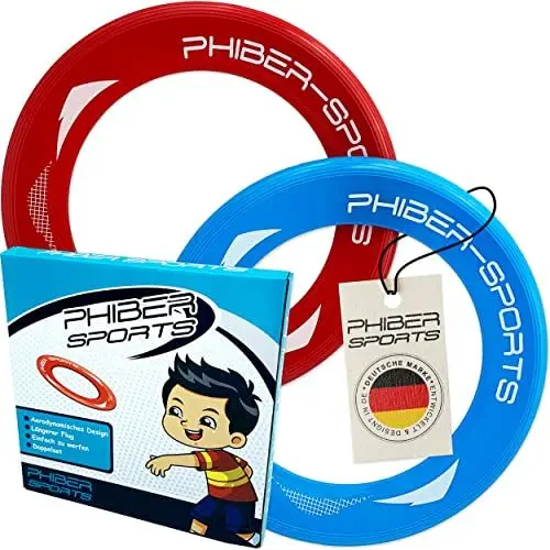 Produktbild: PHIBER-SPORTS Frisbee-Ringe – 2er Doppelpack Premium leichte Wurfringe – 80% Leichter als Standard Frisbee Scheiben - Einfach zu fangen – Perfekte Flugbahn - Ideal für Kinder und Erwachsene