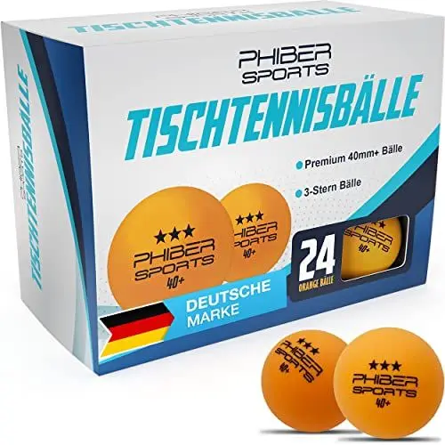 Produktbild: PHIBER-SPORTS (24 Stück Tischtennisbälle - 3 Stern 40+ Premium Orange – Perfekte Spieleigenschaften - Ideal für Anfänger, Familien und Profis - Nach Wettbewerbsrichtlinien