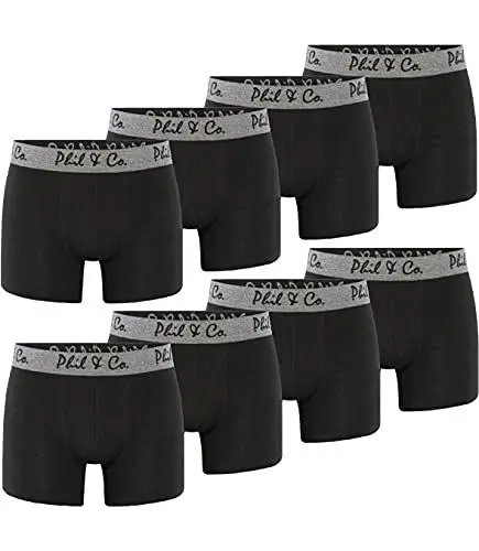 Produktbild: Phil & Co. Berlin 8er Pack Herren Unterhosen Boxershorts Retropants Trunks Boxershorts aus Baumwolle Retroshorts Boxer Schwarz Größe XL Schwarz Größe S