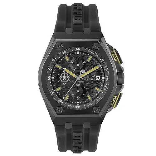 Produktbild: Philipp Plein Herren Chronograph Quarz Uhr mit Silikon Armband PWGAA0221