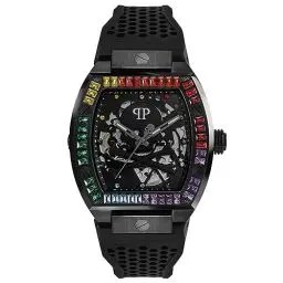 Produktbild: Philipp Plein Herren Uhr Automatik $KELETON schwarz Kristalle PWBAA0621 Silikon