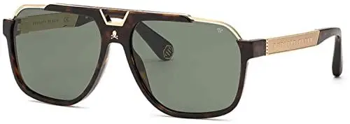 Produktbild: Philipp Plein Unisex SPP046V Sunglasses, Matt/Sandblasted Black, 61
