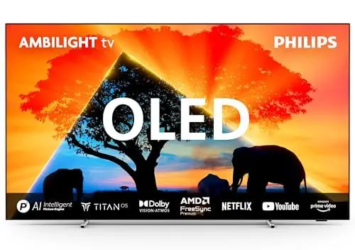 Produktbild: PHILIPS Ambilight 65OLED759 4K OLED Smart TV - 65-Zoll Display mit P5 AI Perfect Picture Ultra HD, Titan OS, Dolby Vision und Dolby Atmos, Funktioniert mit Alexa und Google Sprachassistent