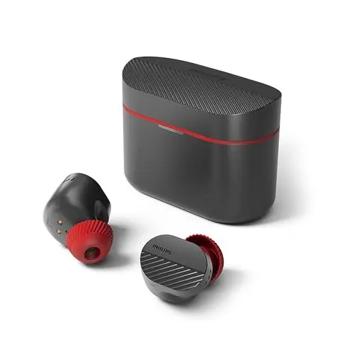Produktbild: Philips TAA5508BK/00 Echte kabellose Kopfhörer | Natürlich klingende Ohrhörer | Noise Cancelling Pro | Sichere Passform | 28 Stunden Spielzeit | Bluetooth | Mikrofon | USB-C-Kabel | IPX5 | Schwarz