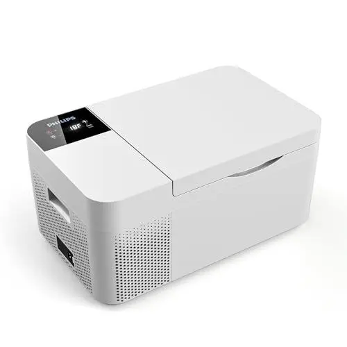 Produktbild: PHILIPS TB5101G 12-Volt-Kühlschrank, 16,5-Liter-Autokühlschrank, 12/24-V-DC-Autokühlschrank mit Kompressor, elektrische Kühlbox für PKW, LKW, Wohnmobil, Reisen und Heimgebrauch