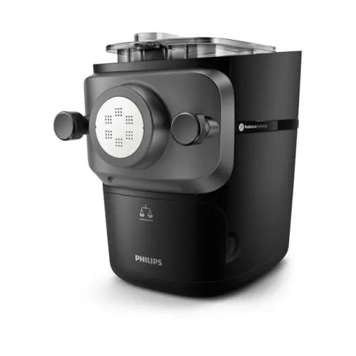 Produktbild: Philips 7000 Serie PastaMaker, Perfekte Nudeln Selbstgemacht, Automatisches Wiegen, 8 Pastasorten, Einfache Reinigung, bis zu 8 Portionen, ProExtrude-Technologie, Vegan, Glutenfrei, Schwarz(HR2665/93)