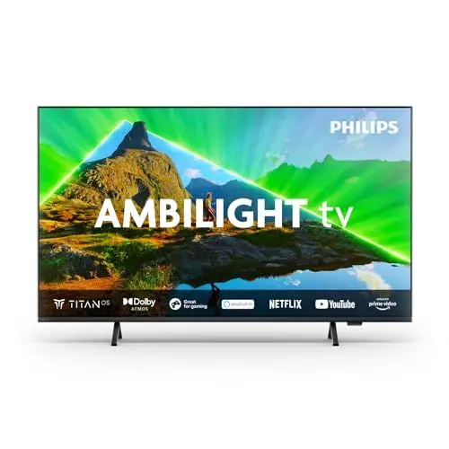 Produktbild: Philips Ambilight 50PUS8309 4K LED Smart TV - 50-Zoll Display mit Pixel-präziser Ultra HD, Titan OS Plattform und Dolby Atmos-Klang - Funktioniert mit Alexa und Google Sprachassistent – Matt Schwarz