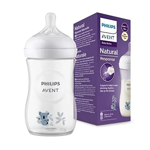 Produktbild: Philips Avent Babyflasche Natural Response – Babyflasche, 260 ml, BPA-frei, für Babys ab 1 Monat, Koalamotiv (Modell SCY903/67)