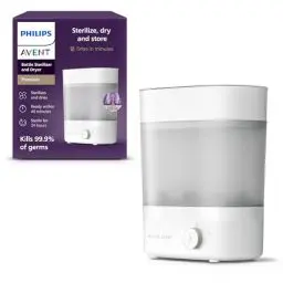 Produktbild: Philips Avent Babyfläschchen-Sterilisator und -Trockner Premium, entfernt 99,9% der Bakterien, chemikalienfrei, Kapazität für 6 Fläschchen/Sauger/Zubehörteile, Modell SCF293/00
