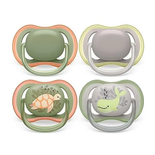 Produktbild: Philips Avent ultra air Schnuller - 4er Pack, BPA-freier, atmungsaktiver Schnuller für Babys von 6-18 Monaten, inklusive Transport- und Sterilisationsbox, Schildkröte/Wal (Modell SCF085/66)