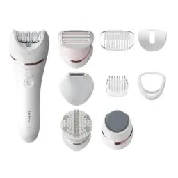 Produktbild: Philips Beauty Set Series 9000, All-in-One Epilierer für Körper, Gesicht und Füße, kabelloses Nass- und Trockengerät zur Haarentfernung und Hautpflege, mit 12 Zubehörteilen, Modell BRE740/90
