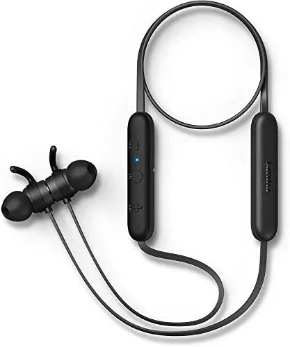 Produktbild: Philips Bluetooth In Ear Kopfhörer E1205BK/00 mit Mikrofon (Inline-Fernbedienung, Echoreduzierung, 7 Stunden Spielzeit, Spritzwasserschutz IPX4, Magnetische Ohrstöpsel) Schwarz