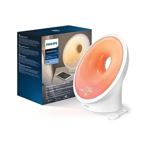 Produktbild: Philips Connected Sleep & Wake-up Light, Ambitrak-Umweltsensor, wählen Sie Licht, Töne und Musik aus, Mitternachtslicht, Entspannungs- und Atemfunktion, SleepMapper-App WIFI (Modell HF3671/01)