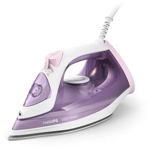 Produktbild: Philips Dampfbügeleisen 3000 Series - 2.000W, konstante Dampfleistung von 30 g/Min, 140g Dampfstoß, Keramikbügelsohle, Vertikaldampf, Lila/Weiß (DST3010/30)