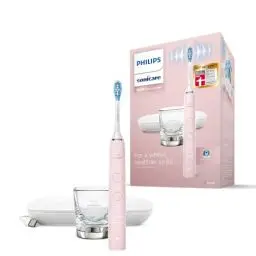 Produktbild: Philips Sonicare DiamondClean 9000 elektrische Zahnbürste, Schallzahnbürste mit App, Andruckkontrolle, 4 Putzmodi, 3 Intensitätsstufen, Ladeglas und USB-Transporttasche, Rosa, Modell HX9911/29