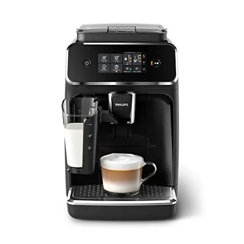 Produktbild: Philips Domestic Appliances 2200 Serie EP2231/40 Kaffeevollautomat, 3 Kaffeespezialitäten (LatteGo Milchsystem) 1500 Watt, 1.8 Liter, 37.1 x 24.6 x 43.4 cm, Klavierlack-schwarz