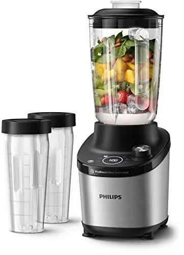 Produktbild: Philips Standmixer 7000 Series - 1500 Watt, 2 Liter, ProBlend Ultra Technologie, Schnellauswahlprogramme, HomeID Rezepte, Quick Clean-Funktion, 2 Tritan-Becher (HR3760/10)